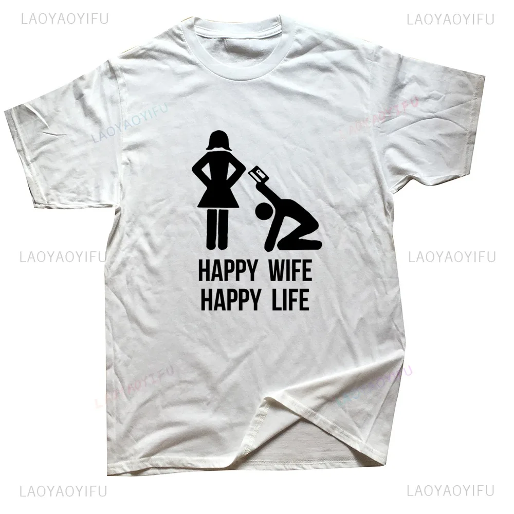 Men Clothing Happy Wife Happy Life Funny Shirt Poland Husband Gift Idea Printed Hip-hop Streetwear Women Male Cotton Tops Tee