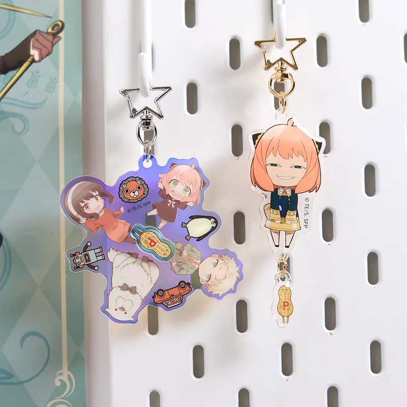 Novo espião × família anya forger anime bidimensional fidget spinner pingente personalidade criativa turntable chaveiro menina brinquedo presente