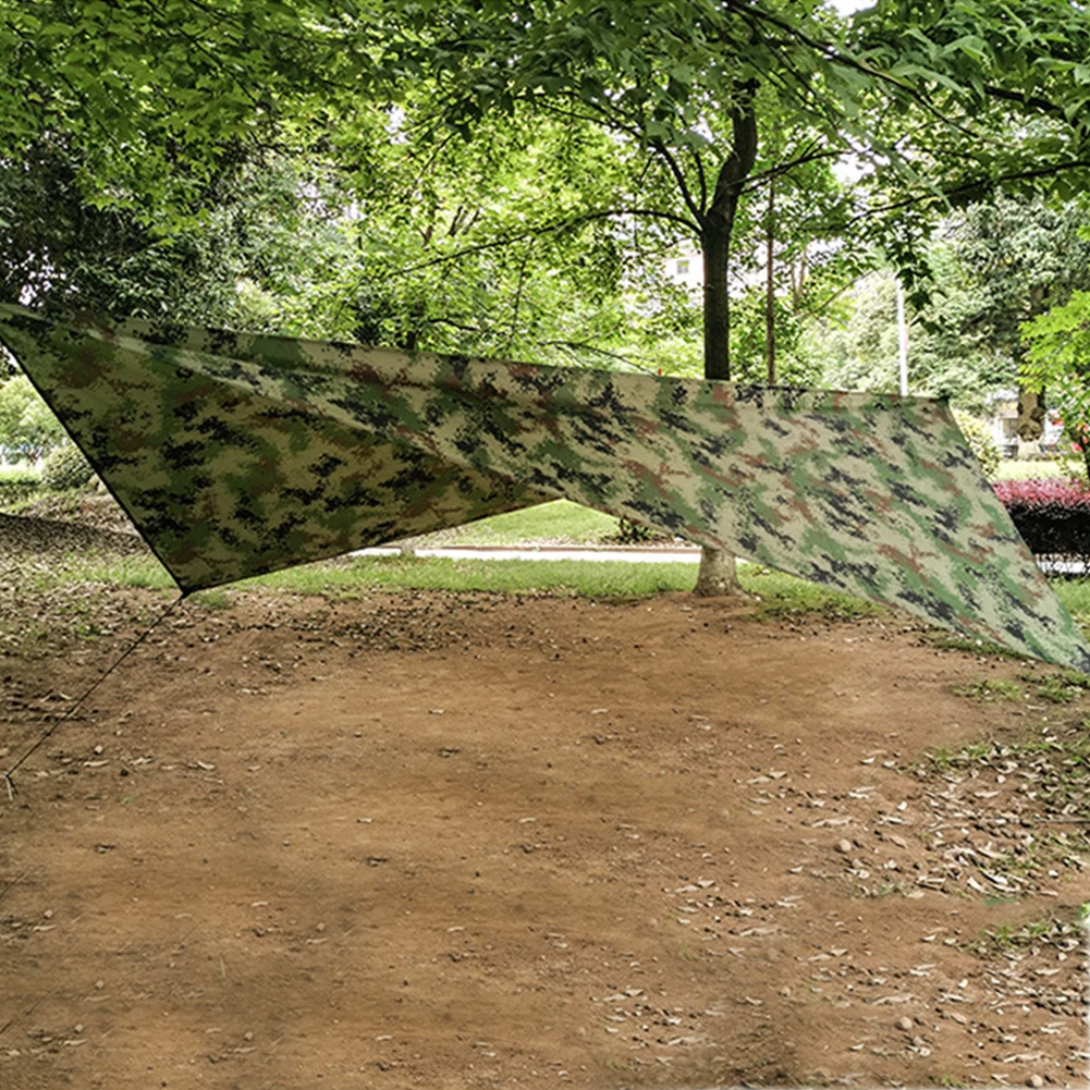 Camouflage Awning Sun Shelter 210T Polyester Yarn Camping Tent Tarp Waterproof Foldable Ultra-light Picnic Backpacking Equipment