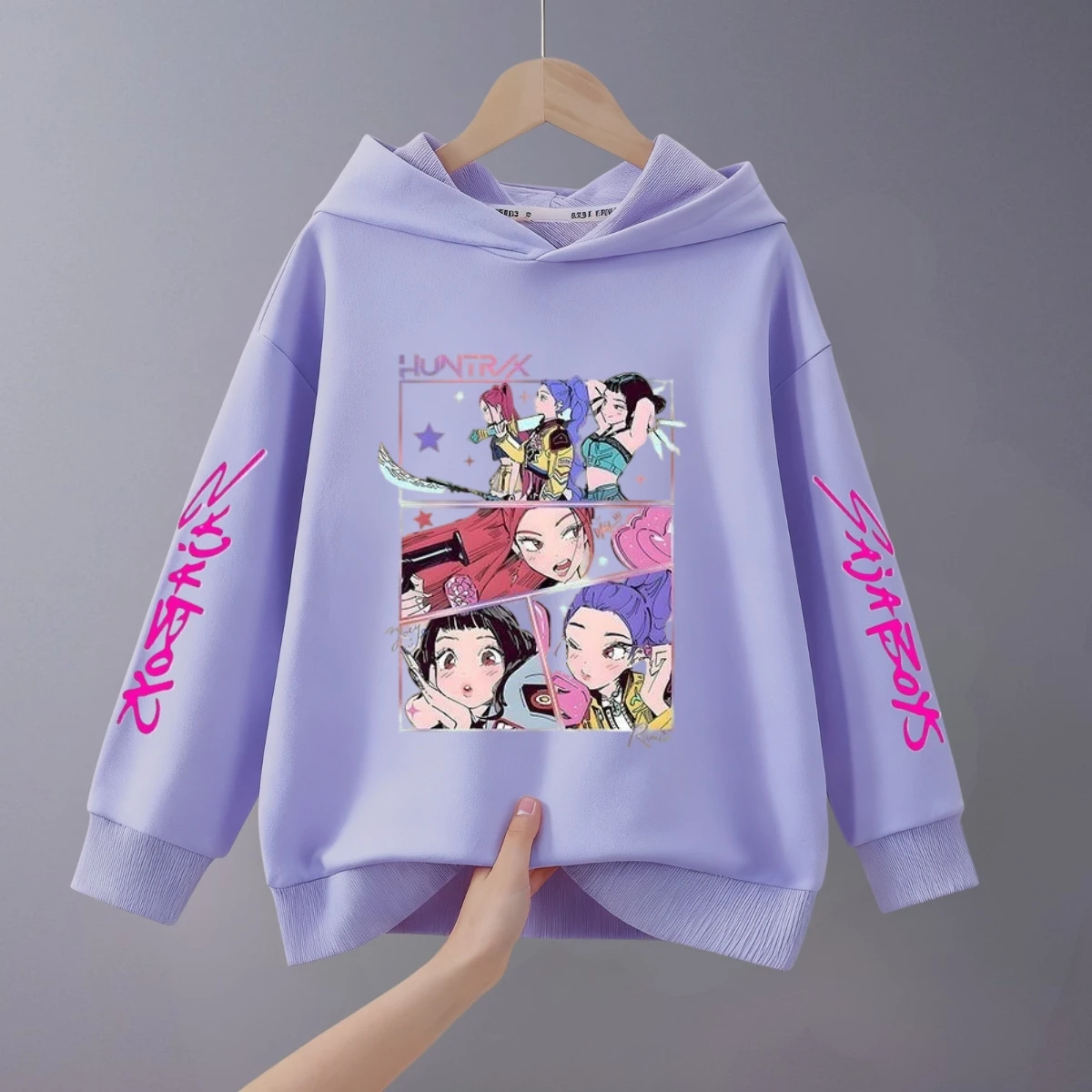 ملابس ربيع جديدة لعام 2026 سترات بغطاء للرأس للأطفال Kpop Demon Hunters Huntrix بلوزات بقلنسوة وأكمام طويلة للفتيات والأولاد #2