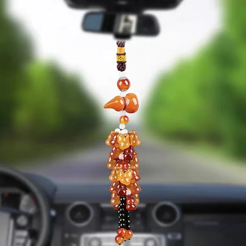 High End Agate, Jade, Gourd, Interior Rearview Mirror Decoration, Car Pendant, Men's and Women's Safety Talisman Fashionable