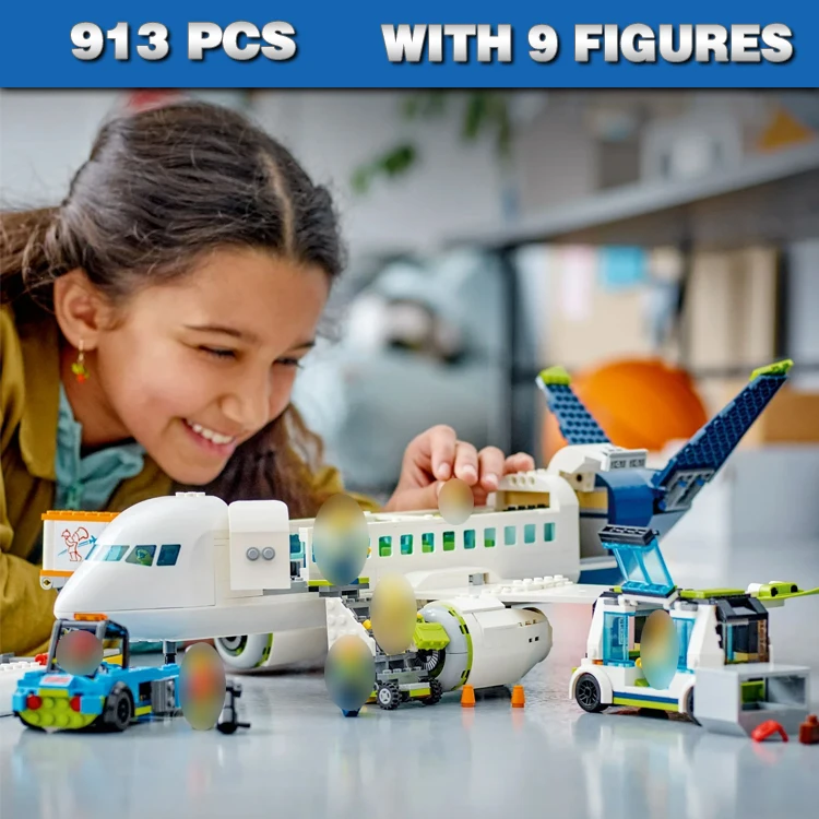 

703pcs City Airport Control Tower Airplane Flight Terminal Baggage Cart 02043 Building Block Toys Compatible With Model