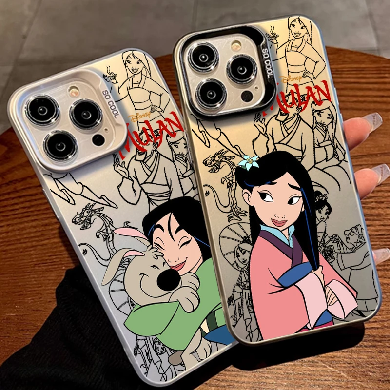 Mulan Cartoon Art For Apple iPhone 16 15 14 13 12 11 XR XS X Pro Max Plus Colorful Silver Phone Case Soft Cover