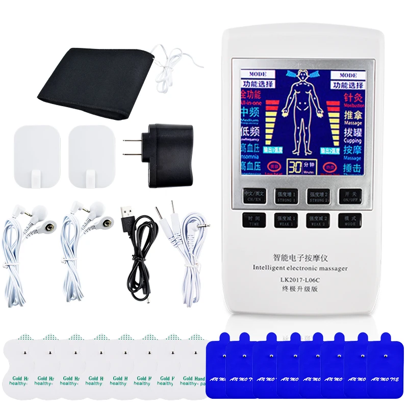 Tens Unit Electronic Pulse Massager Acupuncture 8 Modes EMS Muscle Stimulator Therapy Myostimulator Pain Relief Body Machine