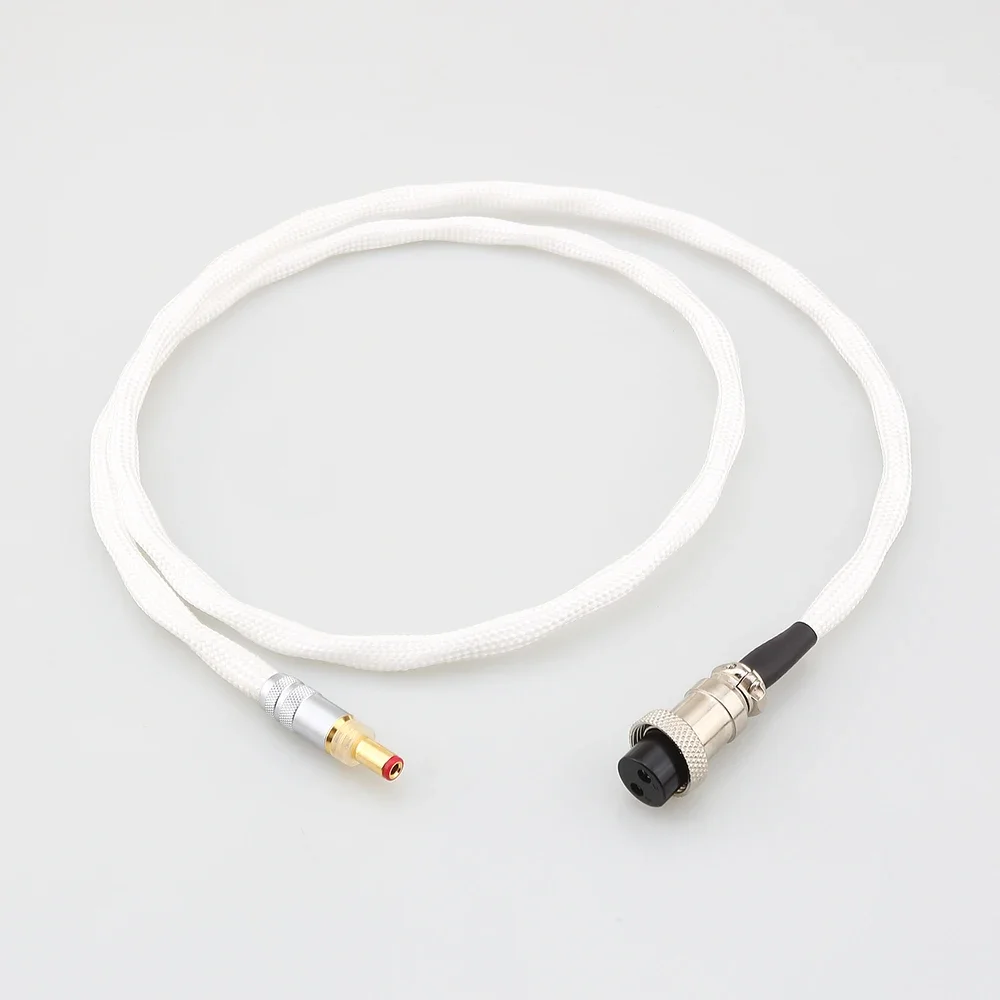 HIFI 99.999% 5N Pure Silver DC Cable Linear Power Supply Cable GX12 2P to Oyaide DC plug 5.5mm*2.1mm/2.5mm power output DC line