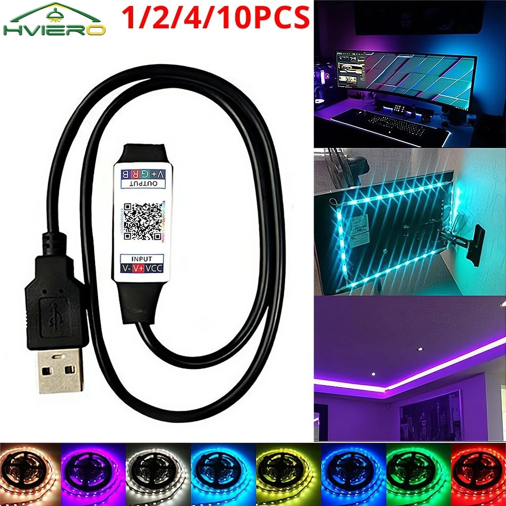 

1/2/4/10PCS Bluetooth Compatible LED Lighting Strip Atmosphere Dimmer Switch Mini RGB USB Controller Music Smart APP Control