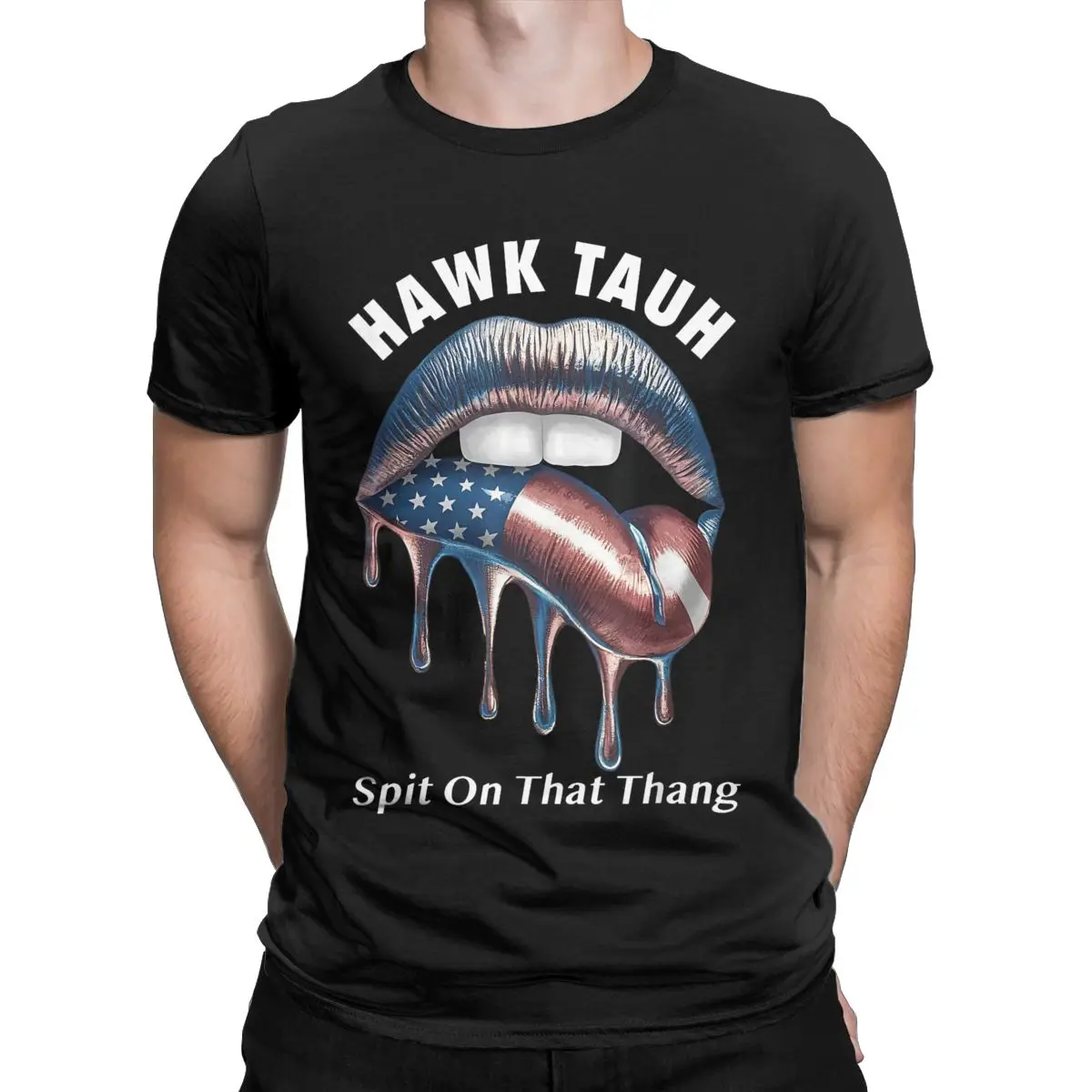 Hawk Tush Spit On That Thang T Shirts Men's Cotton Unique T-Shirt O Neck Lip Flag USA Tees Short Sleeve Clothes Gift