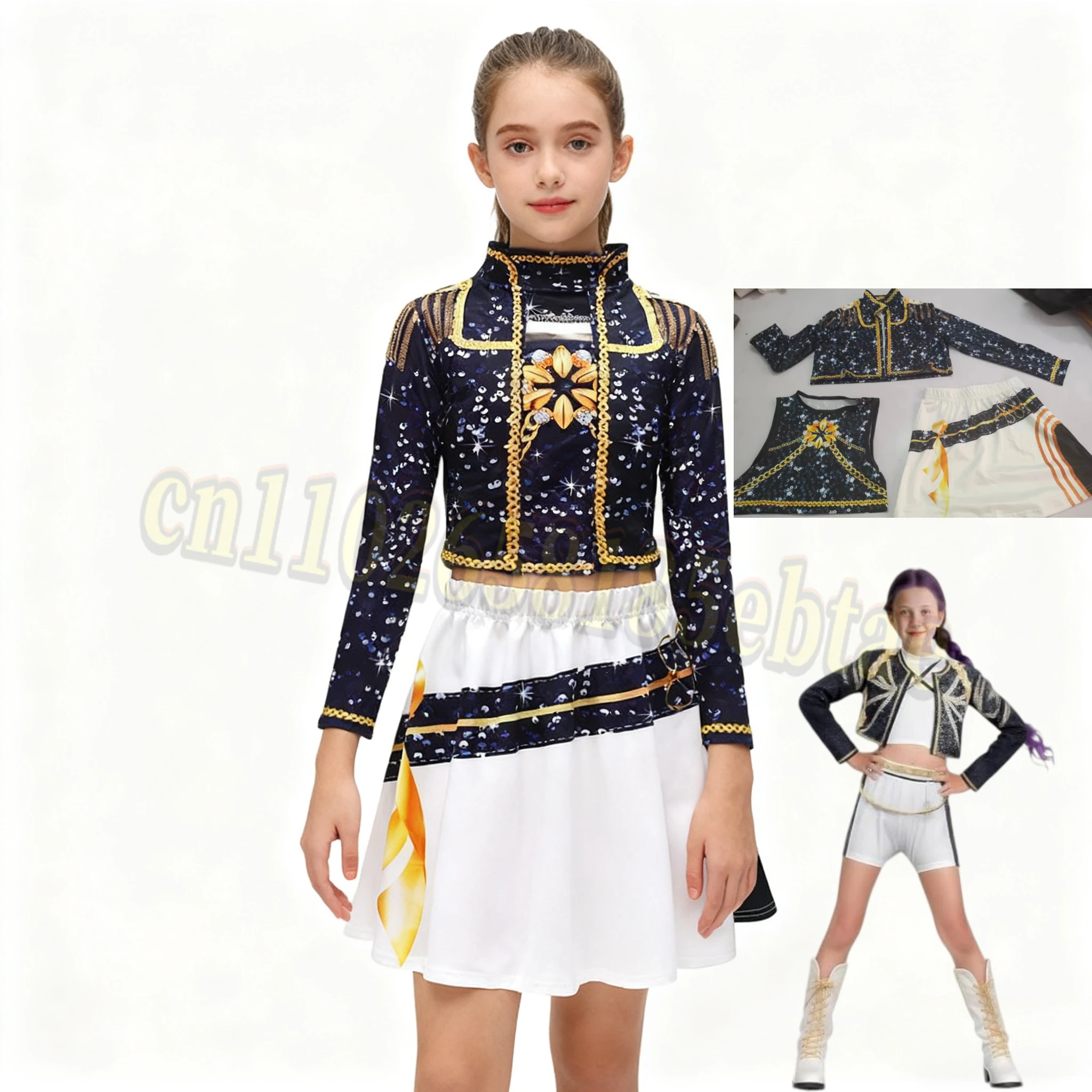 

Kpop Zoey Cosplay Costume Halloween Demon Hunters Rumi Mira Cosplay Tops Skirt Clothes Printed Stage Dress Kids Role Play