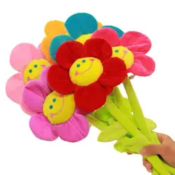 8pcs Plush Sun Flower Bendable Stems Smile Face Stuffed Toy Home Decor Cartoon Sunflower Plant Plush Toys For Wedding Party