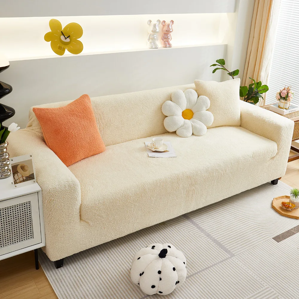 Jacquard Elastic Sofa Cover for Living Room Slipcovers Stretch Polar Fleece Armchair Protector L Shaped Sofa 1/2/3/4 Seater Home