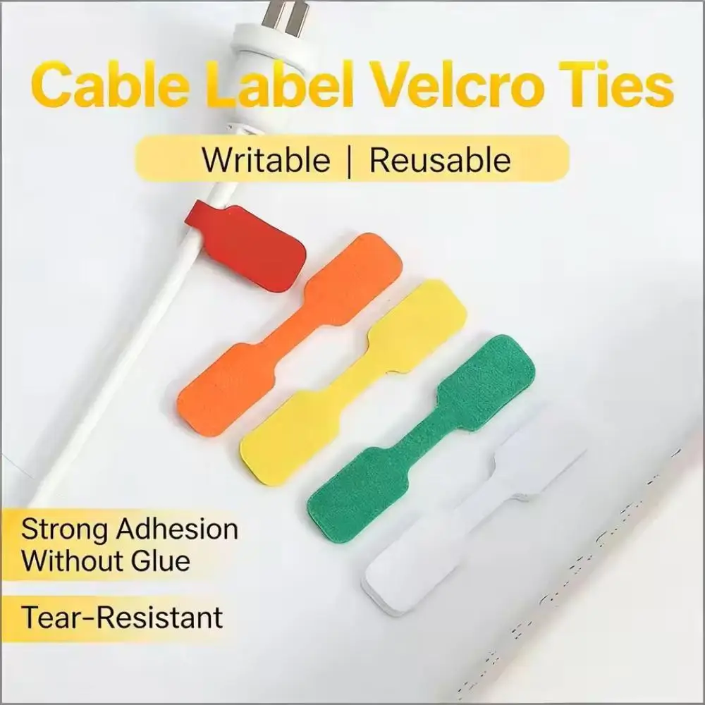 30/50 Pcs Reusable Cable Management Straps Colorful Cord Labels Hook and Loop Wire Ties for Desk Office Home Organization
