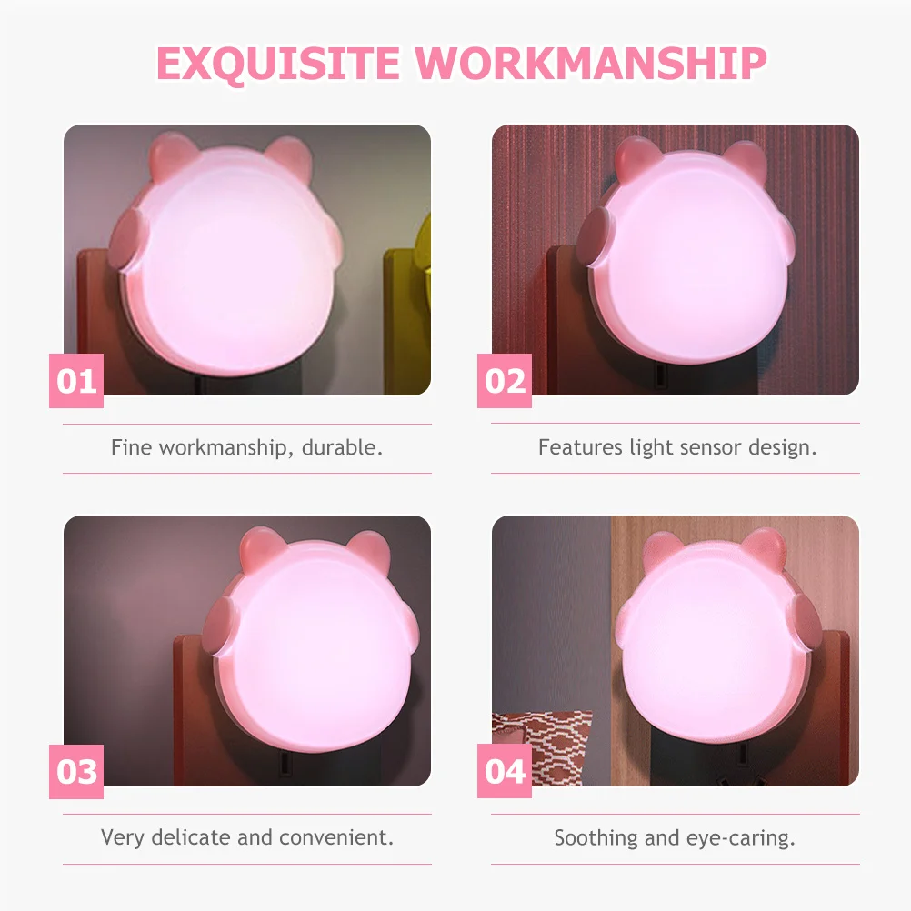 

2Pcs LED Sensor Night Lights Safe Reusable ABS Plug in Night Lamp for Bedroom Room Bathroom Warm Eye-Care Nightlight