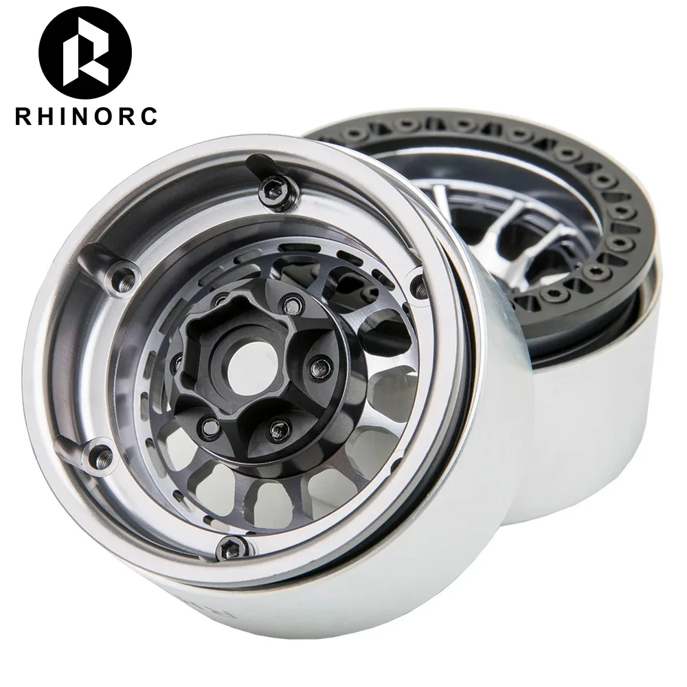 RhinoRC MOZA Negative OffSet Aluminum 1.9 Inch Wheel Rim 4PCS for 1/10 RC Crawler Car Axial SCX10 RR10 Wraith TRX4 TRX-6