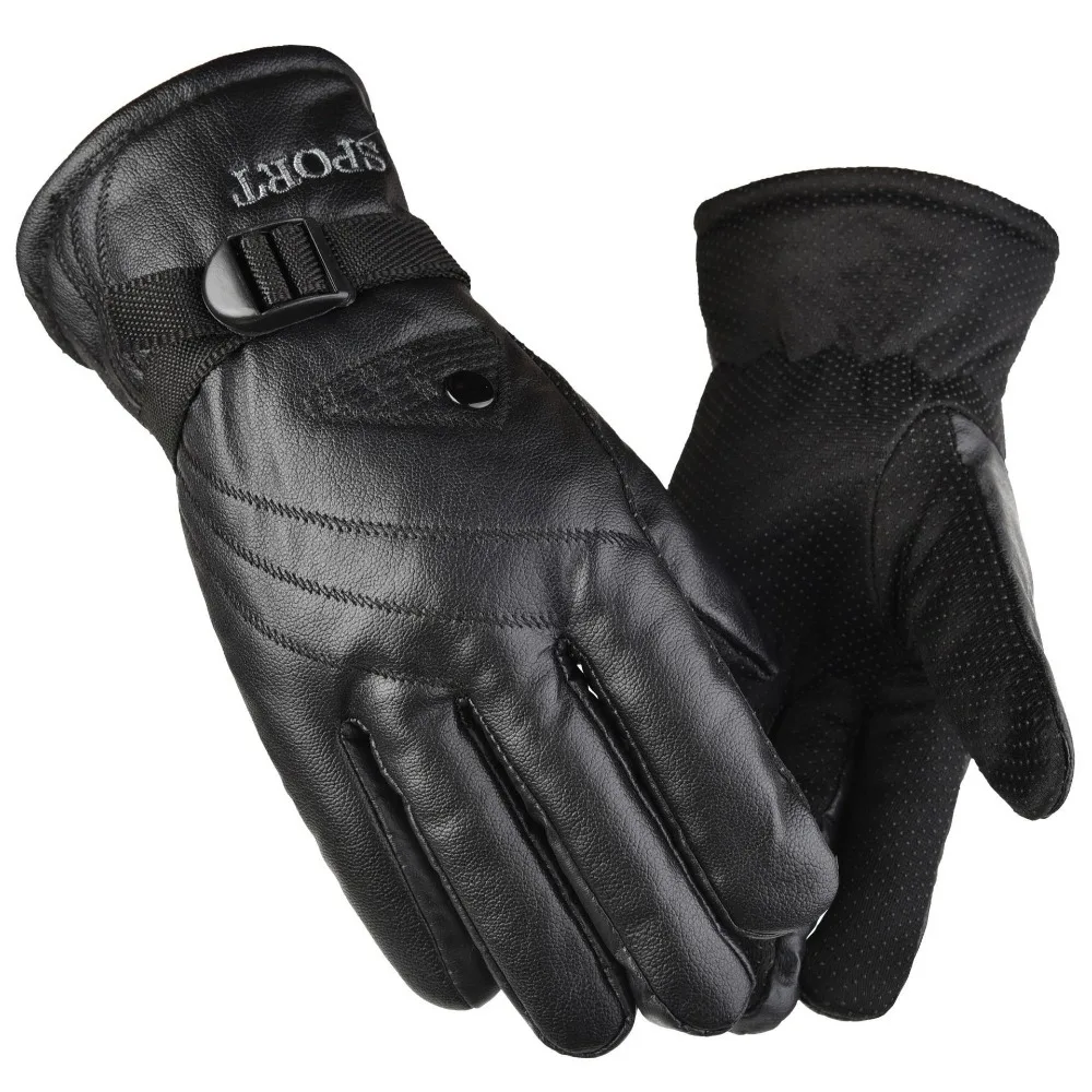 Hot Sale Artificial Leather Winter Gloves Touchable Screen Warm Driving Mittens Windproof Cold Proof Gloves Cycling Driving