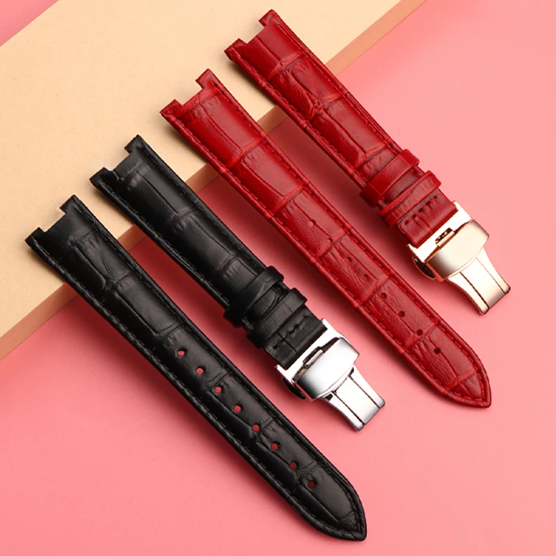 Cowhide Watch Band for Michael Kors Mk5774 2425/43 Starry Sky Concave Female Real cowhide Watch Strap Mike Coles black