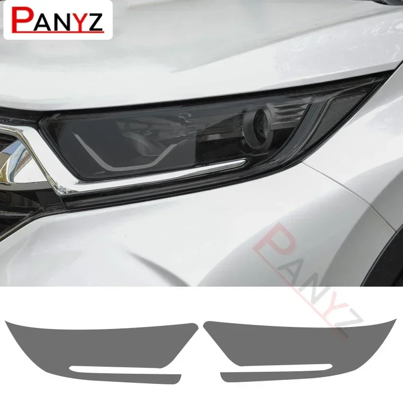 2Pcs Car Headlights Protective Film Front Light Transparent Smoked Black TPU Sticker For Honda CRV 2017-ON 2021 2022 Accessories