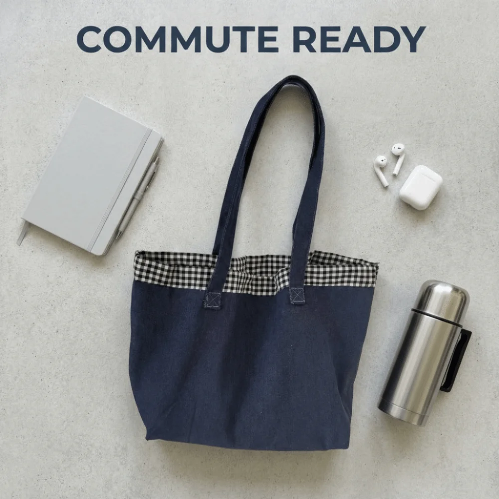 

Модная джинсовая сумка-тоут в корейском стиле с сетчатым узором, синяя, большая вместимость, для девочек