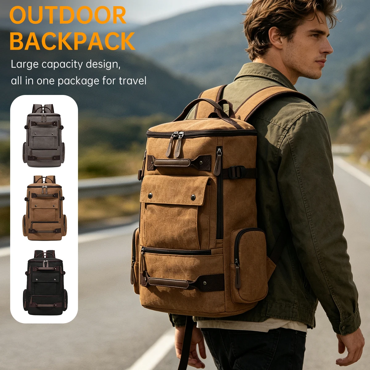 กระเป๋าเป้ยุทธวิธีสำหรับผู้ชาย - Canvas Backpack Casual บทวิจารณ์และราคา