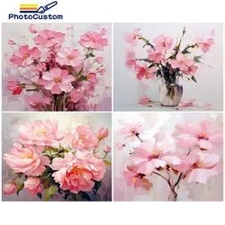 PhotoCustom Oil Painting By Numbers For Adult Diy Kits Flower Acrylic Paint Pictures Supplies Paints For Home Decoration Paintin