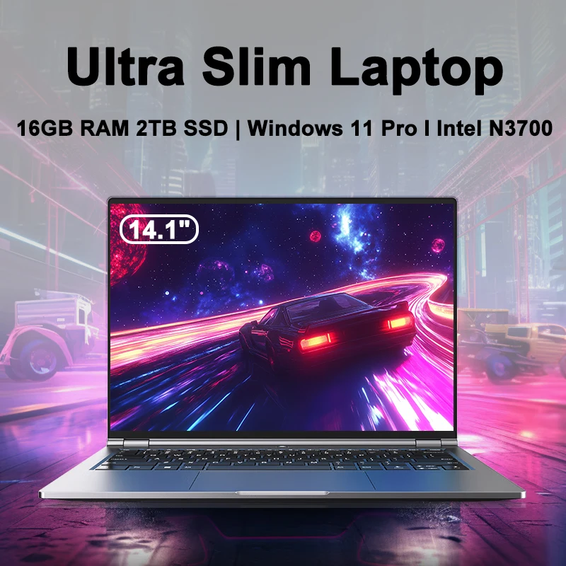 

Новый ультратонкий ноутбук 2026 года, 14.1 дюйма, 16 ГБ ОЗУ, 2 ТБ SSD, Intel N3700, игровой ПК, дисплей 1920*1080, компьютер для офиса и учебы, Windows 11