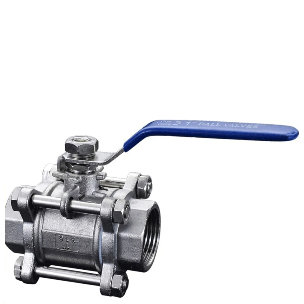 

1/4" 3/8" 1/2" 3/4" 1"-2" BSPT Female 304 Stainless Steel Heavy Duty 3-Section Full Port Ball Valve With Handle Water Gas Oil