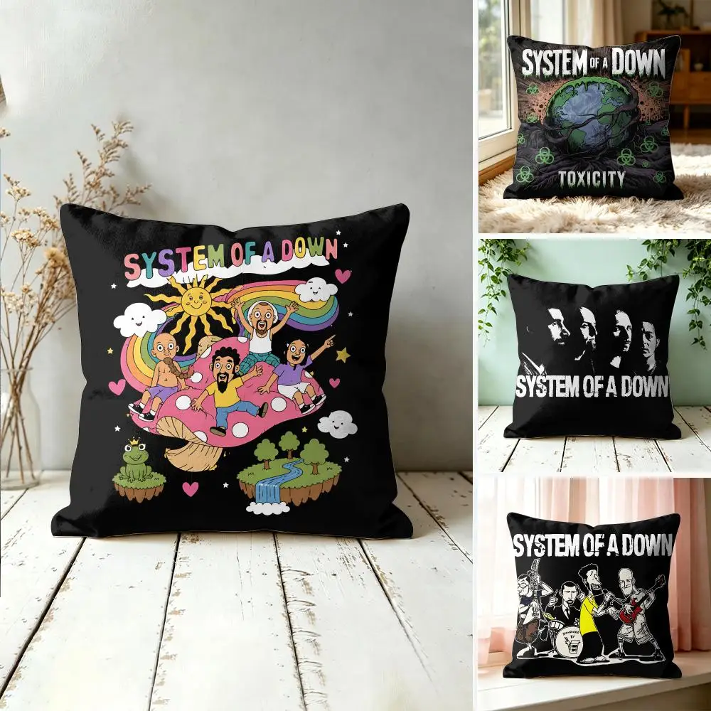System Of A Down Rock Band Cool Cushion Cover Square Decorative Throw Pillow 40x40cm For Sofa Bedroom Living Room Home Decor