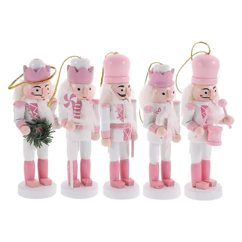 

Dropship 5pcs Holiday Christmas Pink Nutcrackers Soldier Ornament Model Supplies for Home Bar Bookshelf Party Decoration