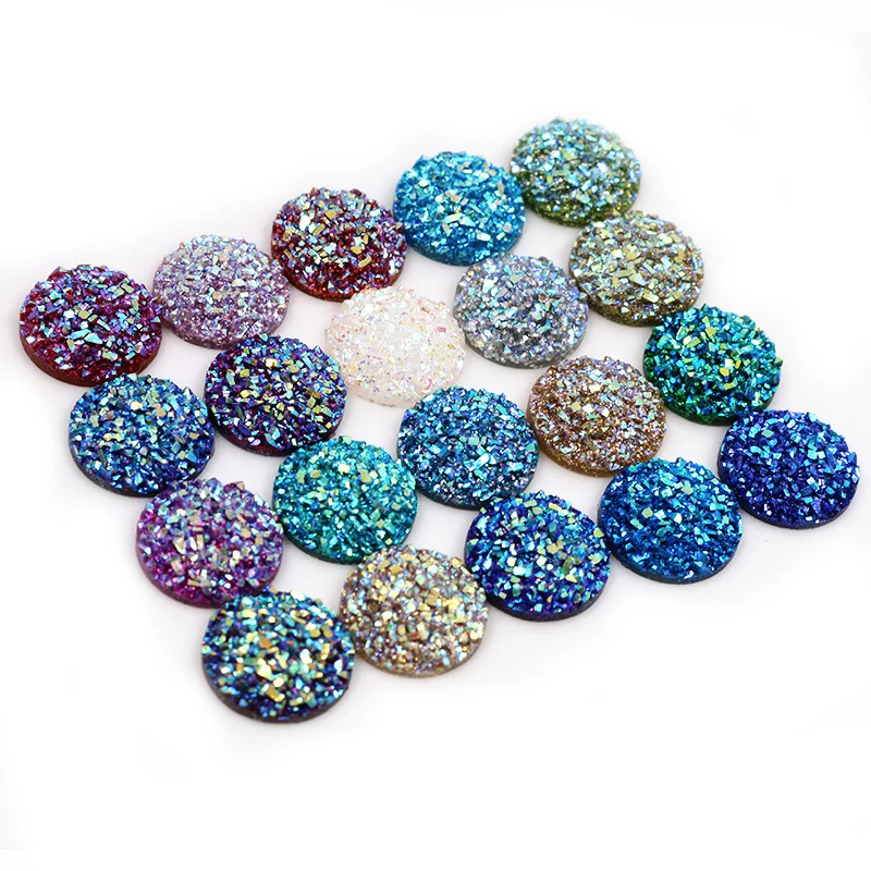 Nowa moda 40 sztuk 8/10/12mm Mix kolorów AB FlatBack Druzy żywica Cabochons dla bransoletka kolczyki DIY tworzenia biżuterii akcesoria — zdjęcie 5