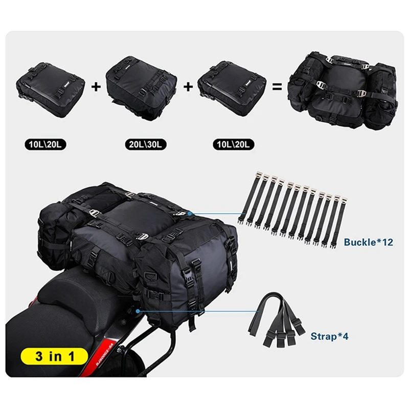 4X Rhinowalk Pannier Bag Bicycle Waterproof Motorbike Bag MTB Road Rear Rack Cycling Rear Seat Bag Backpack 20L(Black)