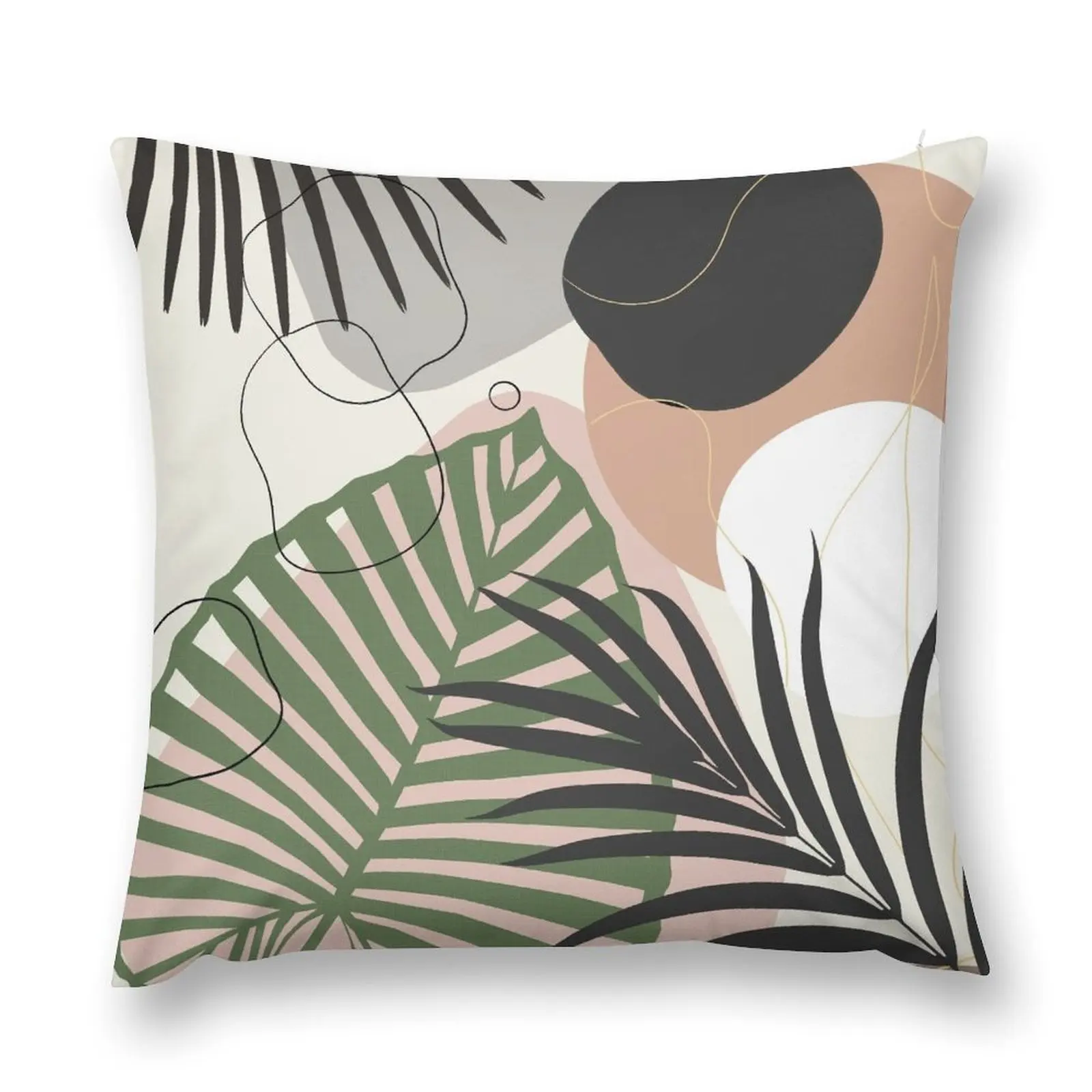 Minimal Jungle Leaves Finesse #2 #tropical #decor #art Throw Pillow christmas cushions covers Christmas Pillows pillow