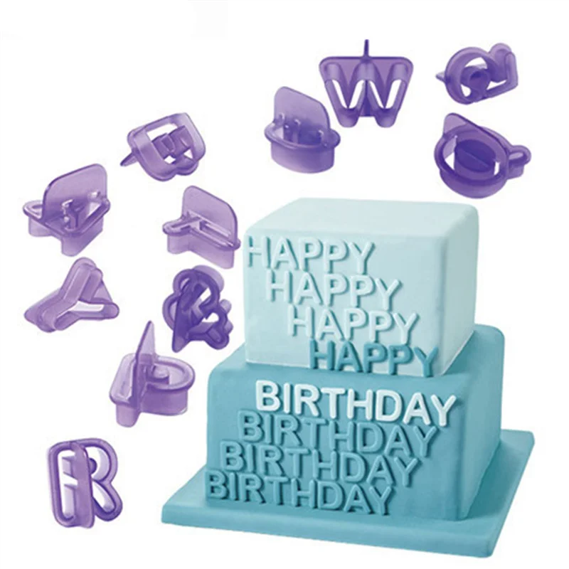 

40 PCS/Lot Number Letters Happy Birthday Plastic Fondant Cake Decoration Tools Font Alphabet Cookie Biscuit Cutter Set F116