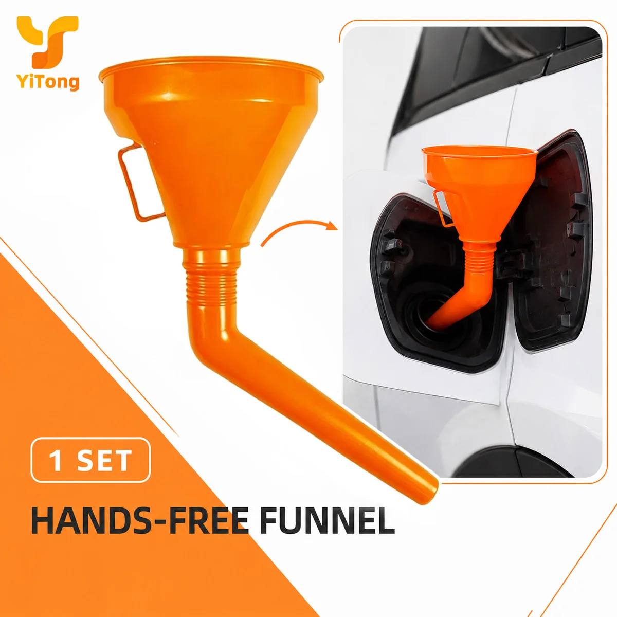 Yitong 1set Hands Free Fuel Funnel With Filter Screen Flexible Detachable Spout Anti Splash Oil Transfer Tool For Car Motorcycle