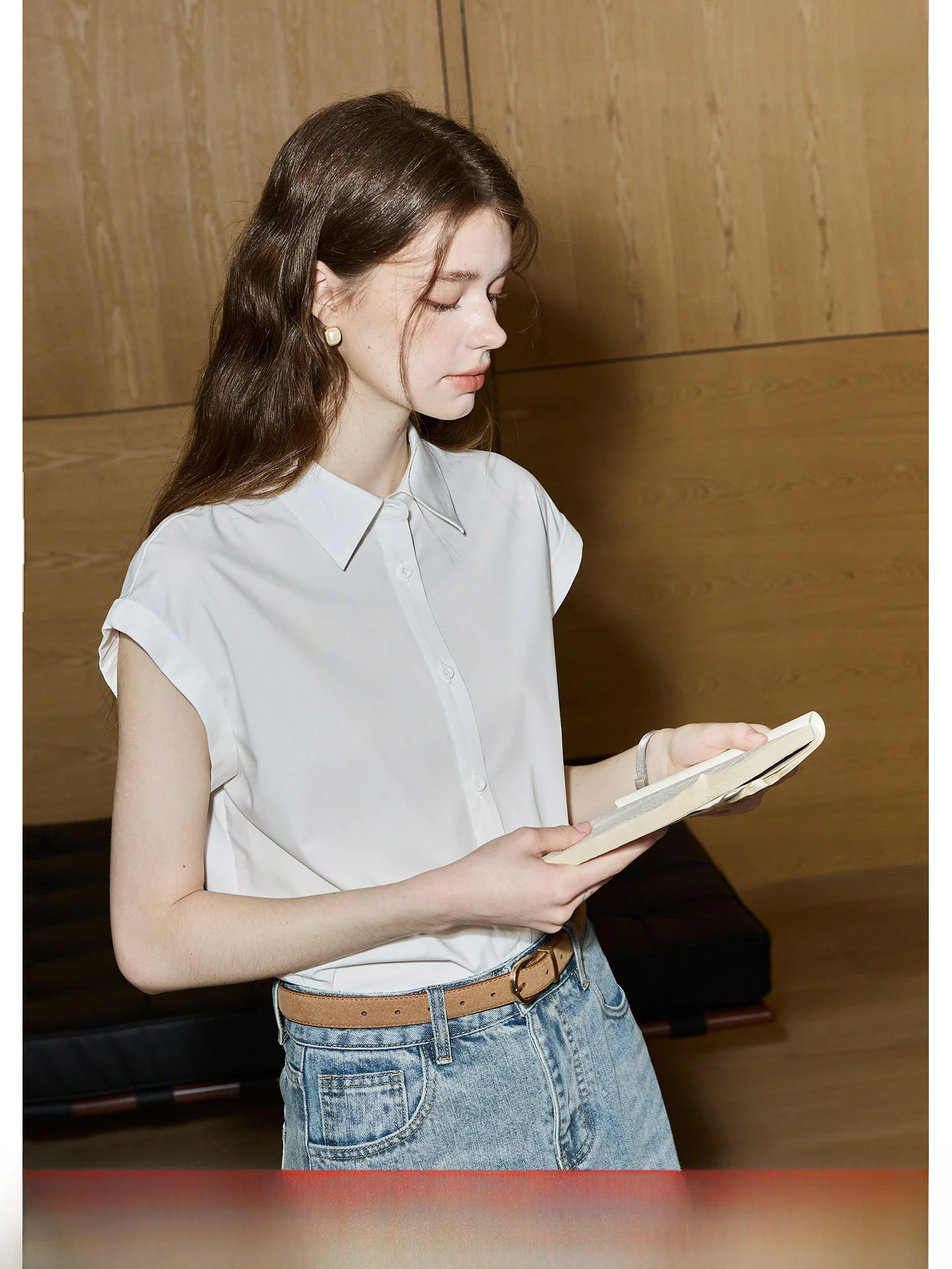 

KUHNMARVIN Korean Style Minimalist Short Sleeve Women's Shirt Versatile Commute OL Shirt Breathable Casual Fashion