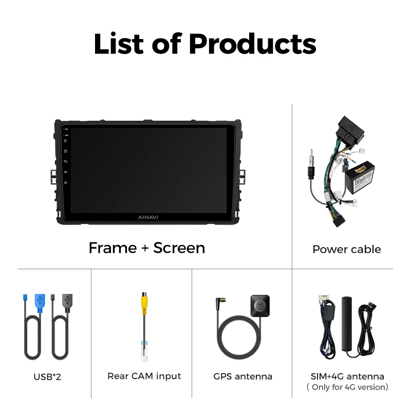 Ainavi Car Multimedia Player For VW Volkswagen MQB POLO VI Plus Jetta MK7 T6 Bora Wireless Carplay Android Auto 4G Wifi 2din