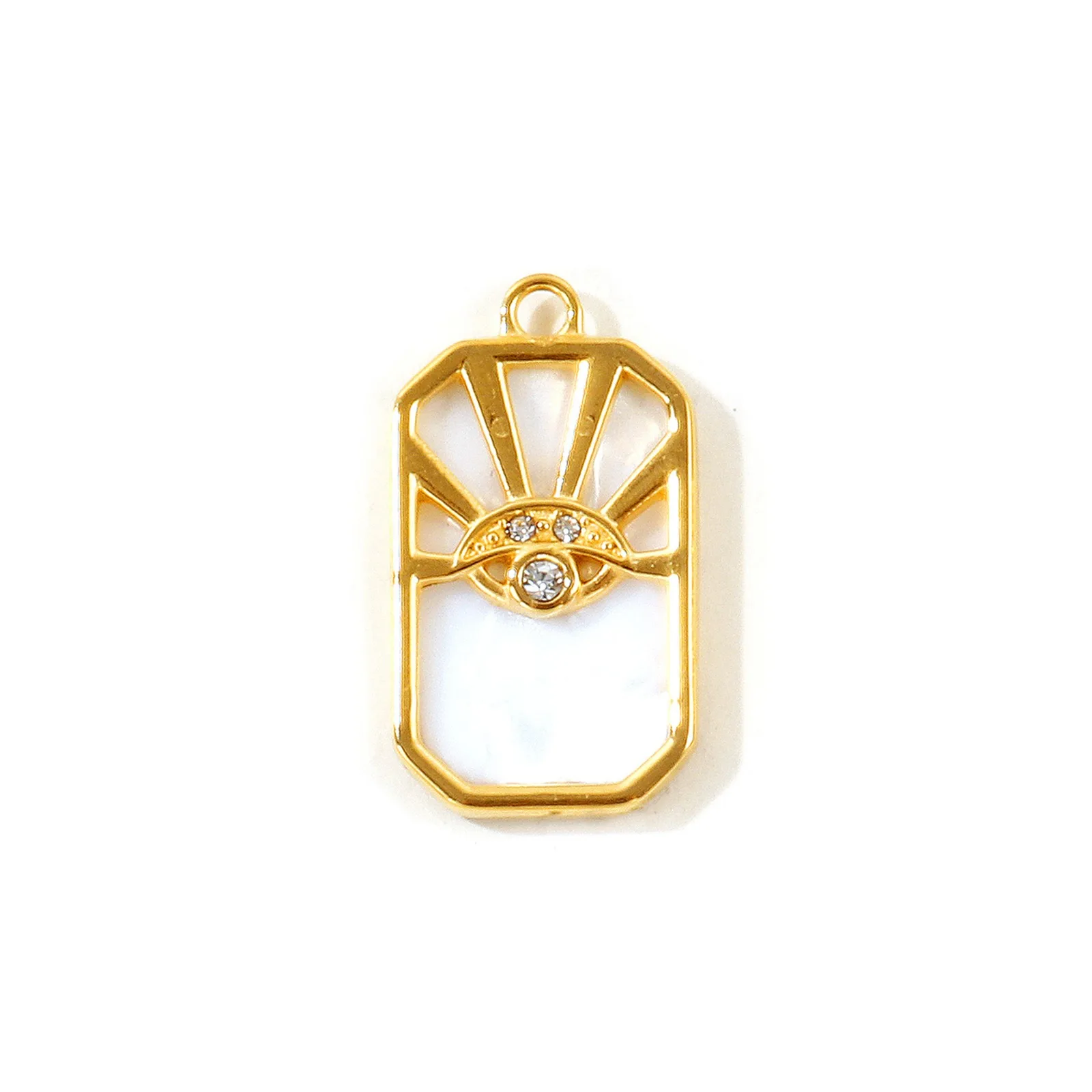 2 Stück Natürliche Muschelanhänger Runder Stern Klarer Strass Augen des Gottes 18K Vergoldet 304 Edelstahl Anhänger für DIY Halskette – Detail 10
