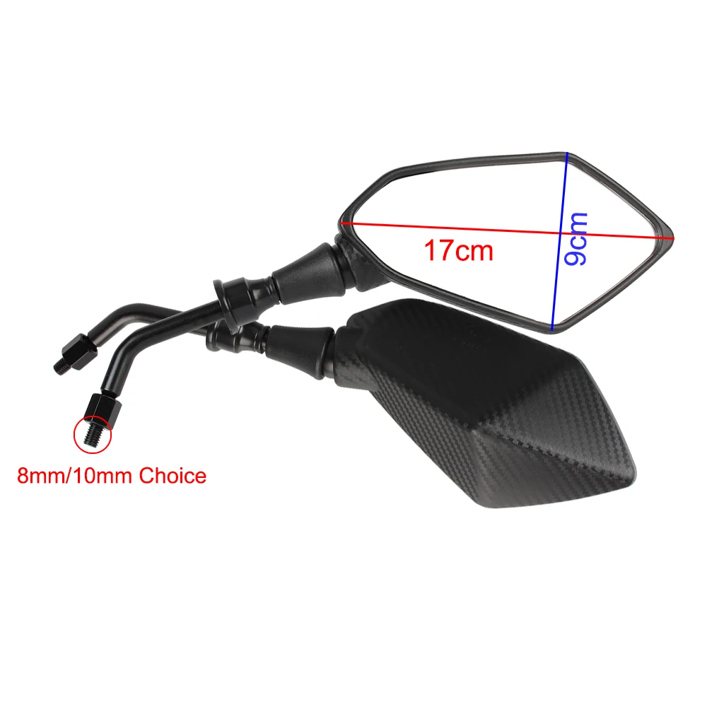 8mm 10mm Back Side Convex Mirror Handle Bar End Side Rearview Mirrors for Scooter E-Bike Motocycle 1 Pair Motorcycle Mirror