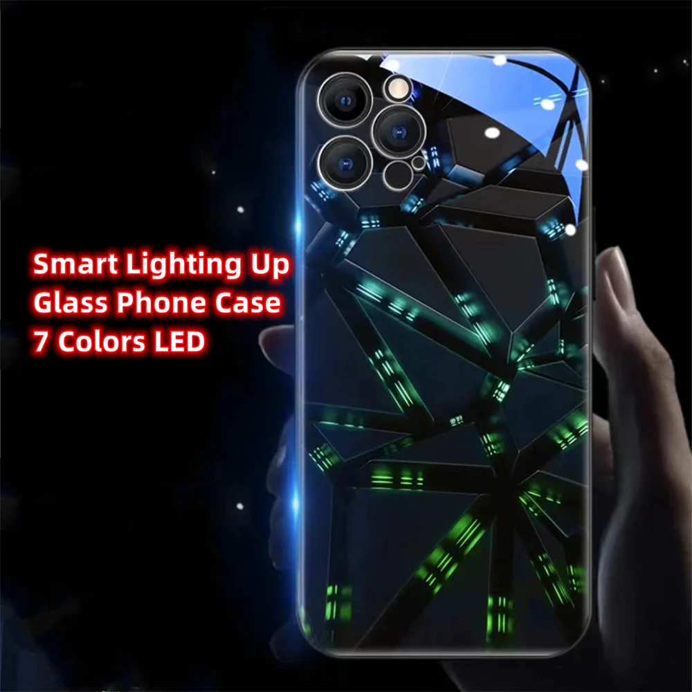 

Mechanical Streamer Luminous Glass LED Calling Light Up Phone Case For Samsung S24 S23 S22 S21 S20 FE Note 10 Plus 20 Ultra A54