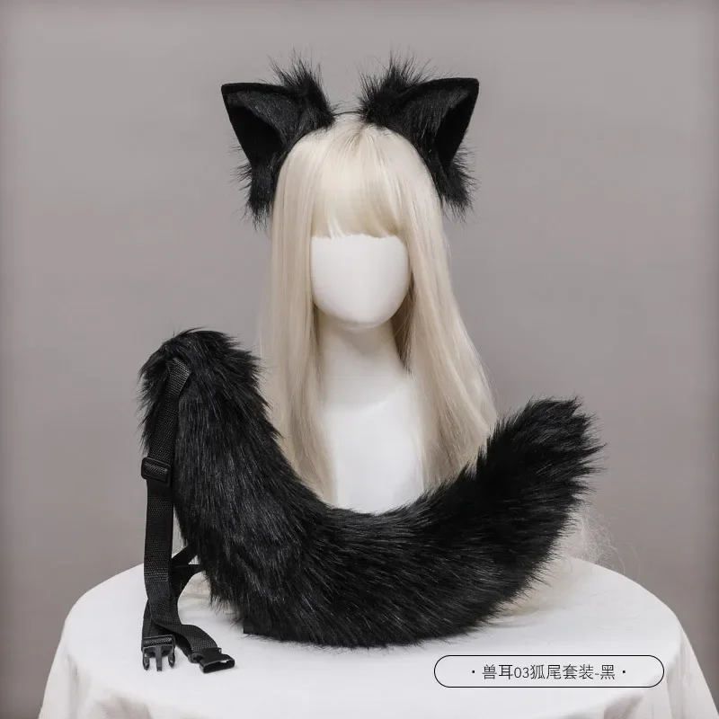 ญี่ปุ่น Anime Fox Tail และชุดหูคอสเพลย์ Prop Kamisama Kiss Hajimemashita Fox หูตุ๊กตาหมาป่าแมวฮาโลวีนของขวัญปาร์ตี้