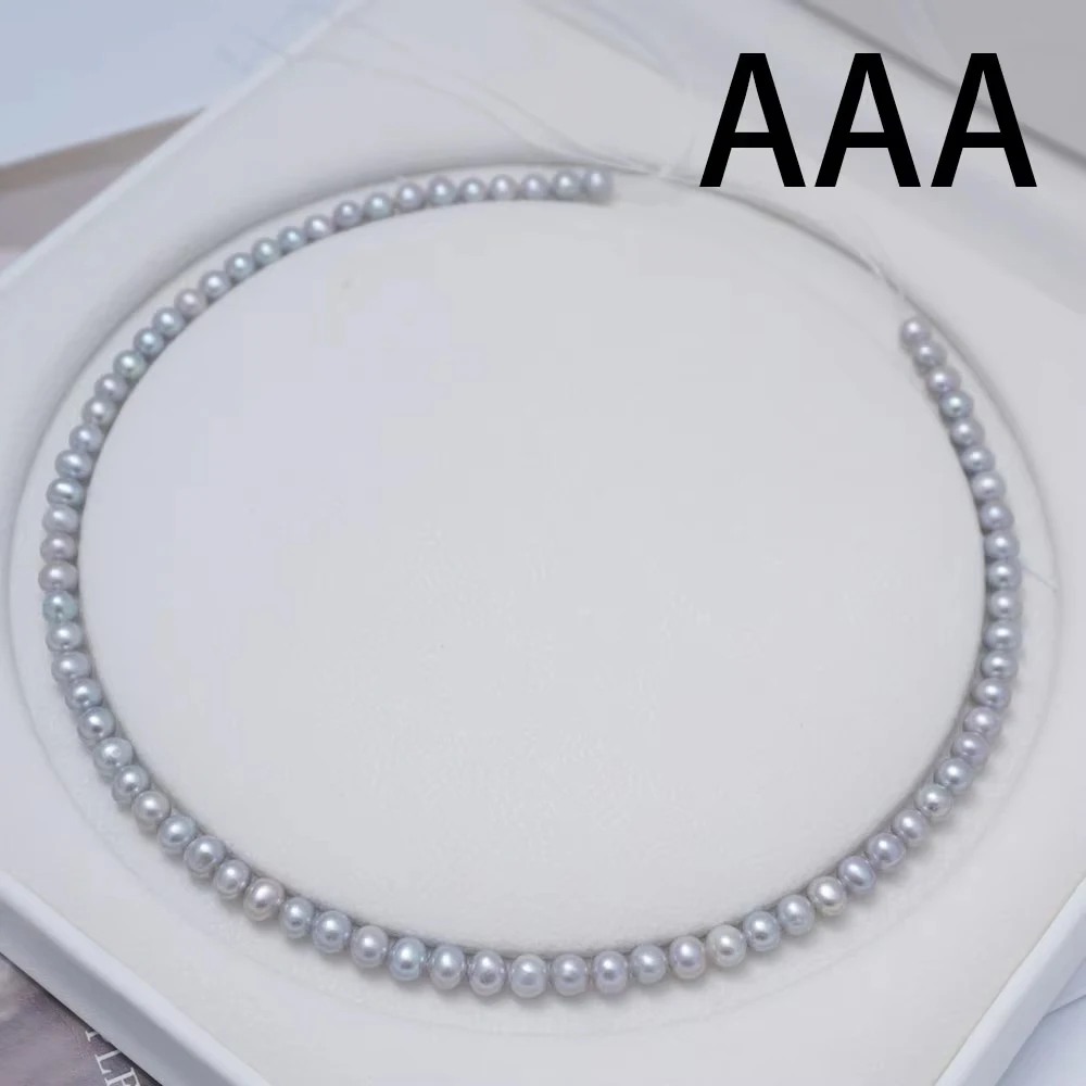 Grey 5-6mm Natural Freshwater Pearl Loose Beads Wholesale Jewelry Accessories Slightly Round Women Making DIY Necklace Bracelet