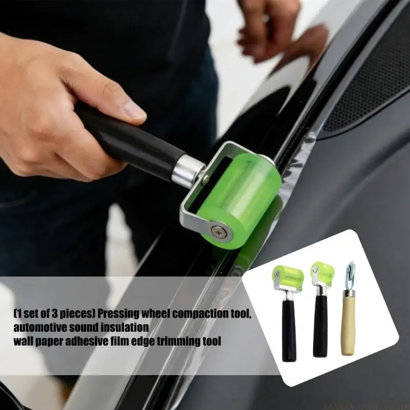 A2BE 3Pcs Seam Roller Car Sound Deadening Application Rolling Wheel Roller,Heat Abatement Mat Wallpaper Application