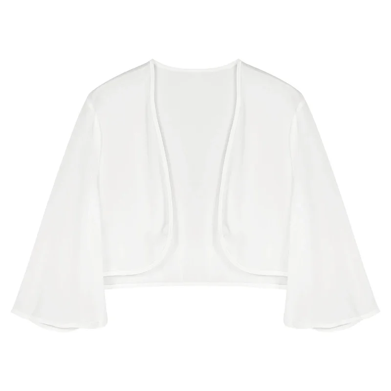 RT01 Donna Manica 3/4 Cardigan in chiffon Giacca bolero Estate Elegante Festa di nozze Abito da sposa Coprispalle Avvolge Scialli CoprispalleGf1
