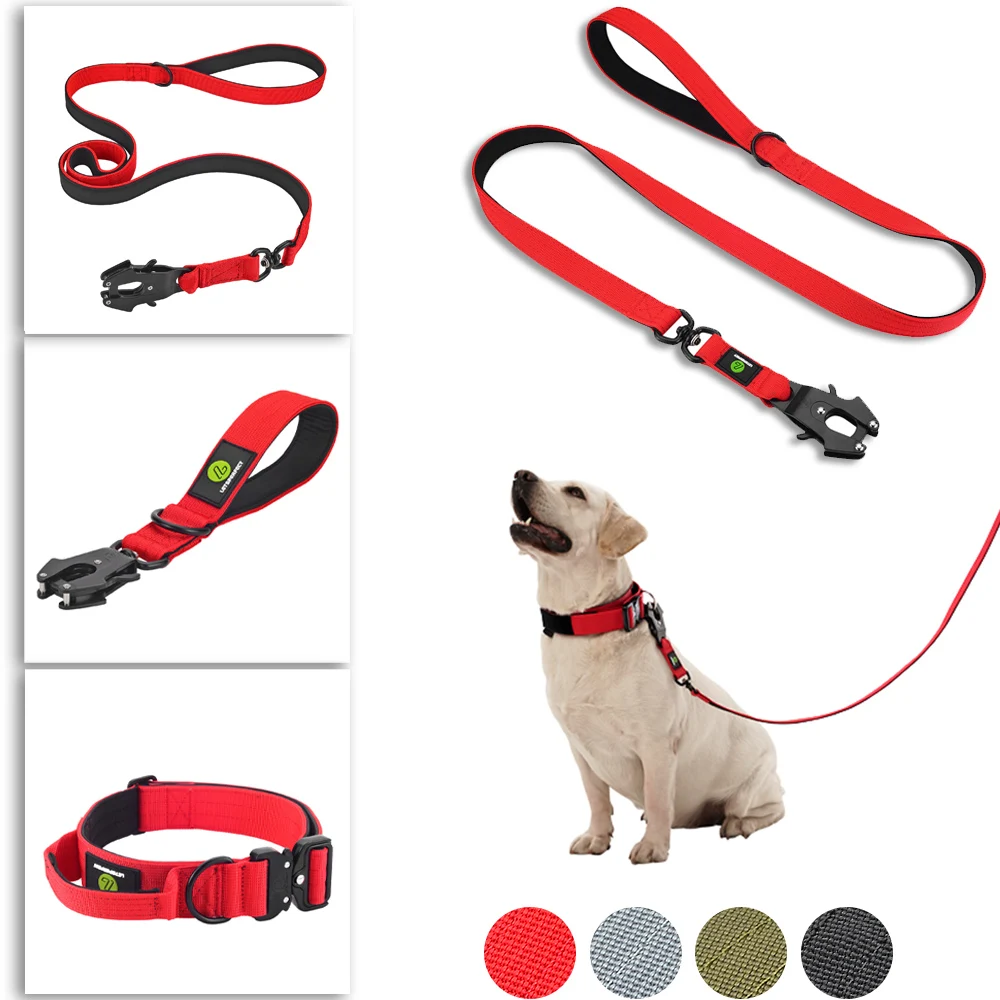 Quick Release Militär Verkehr Große Heavy Duty Nylon Gehen Starke Hund Griff Taktische Ausbildung Blei Strap Tsug Halsband Se – Detail 11