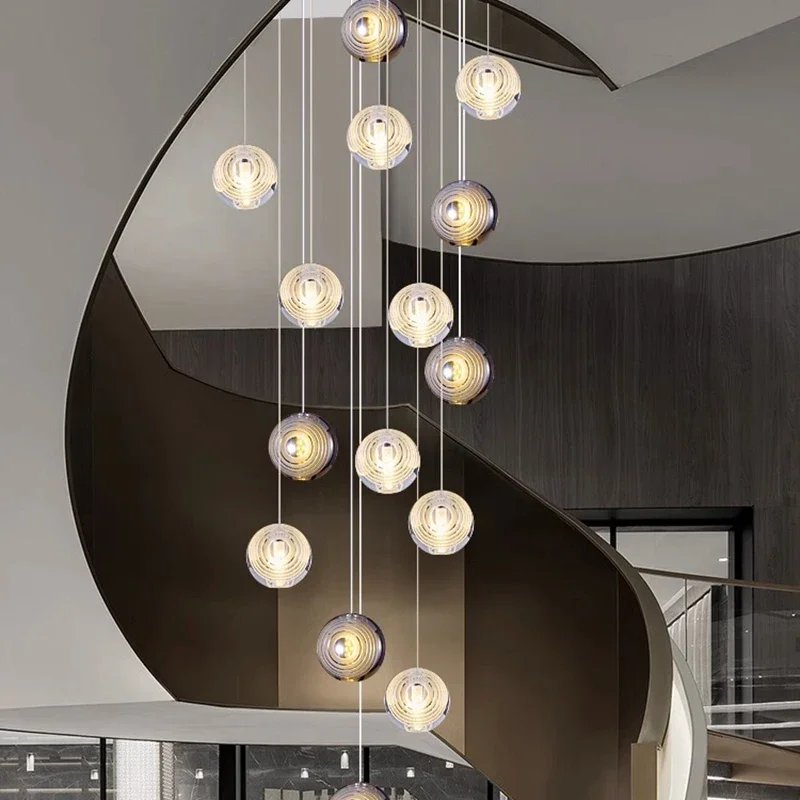 Imagem -02 - Modern Crystal Chandelier For Home Decoration Stair Pendant Lamp Living Room Pendant Lights Iluminação Interior