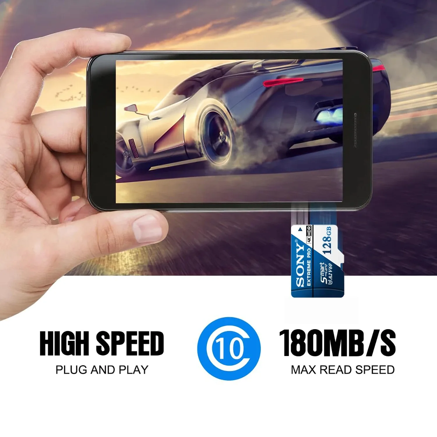 SONY 1TB Micro SD Card UHS-I Memory Card, 180MB/s Read, 100MB/s, 4K UHD Recoding, U3, Class10, V30, A2, TF Flash Card for Camera