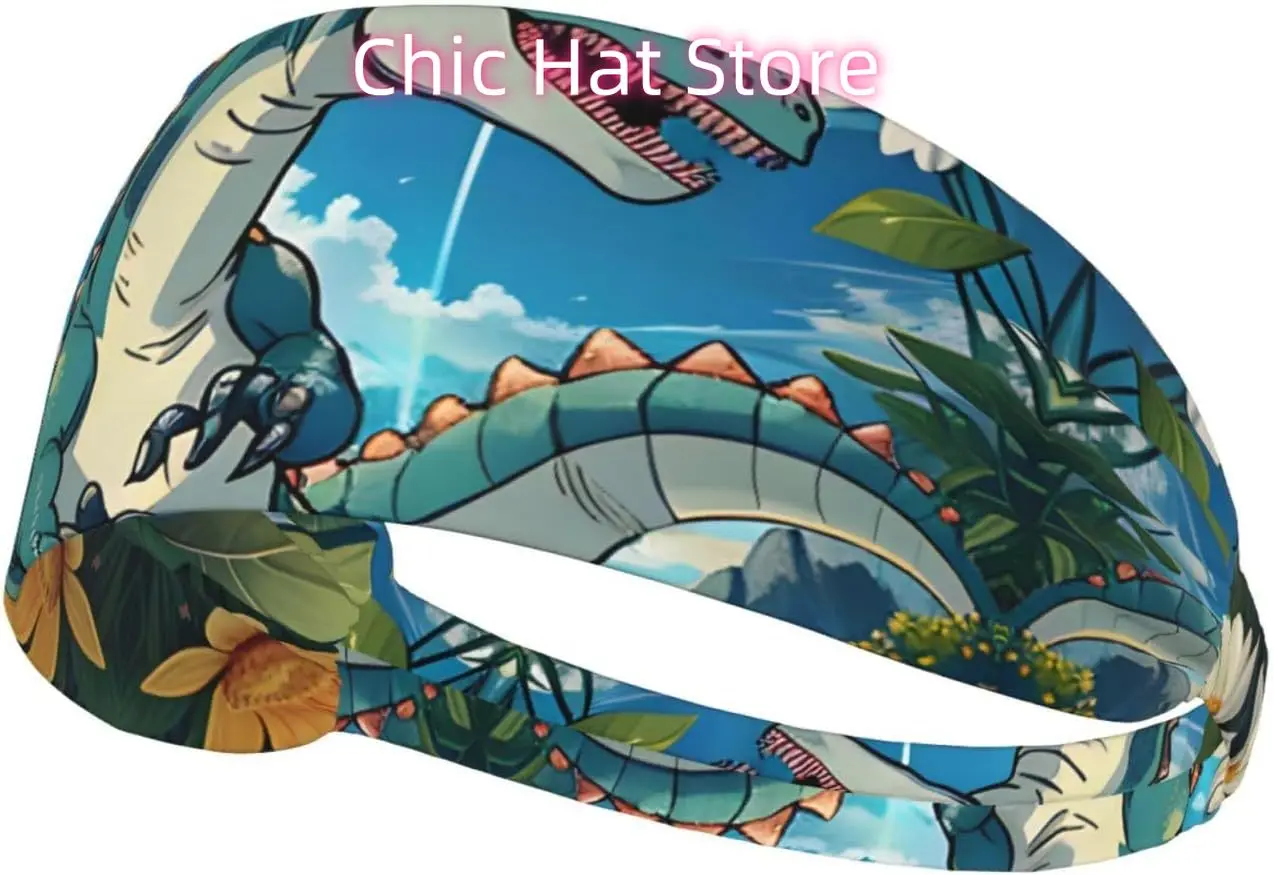 

Cute Dinosaur Elastic Exercise Headband, Fitness Exercise Yoga Cycling Headband, Outdoor Sports Elastic Sweat-Absorbing Headband