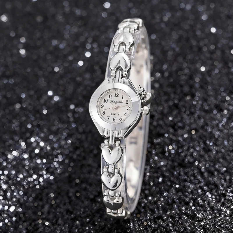 Chaoyada Brand Elegant Women's Bracelet Watch Luxury Lover Heart Shape Pendant Ladies Quartz Wristwatch Gift Clock montre femme