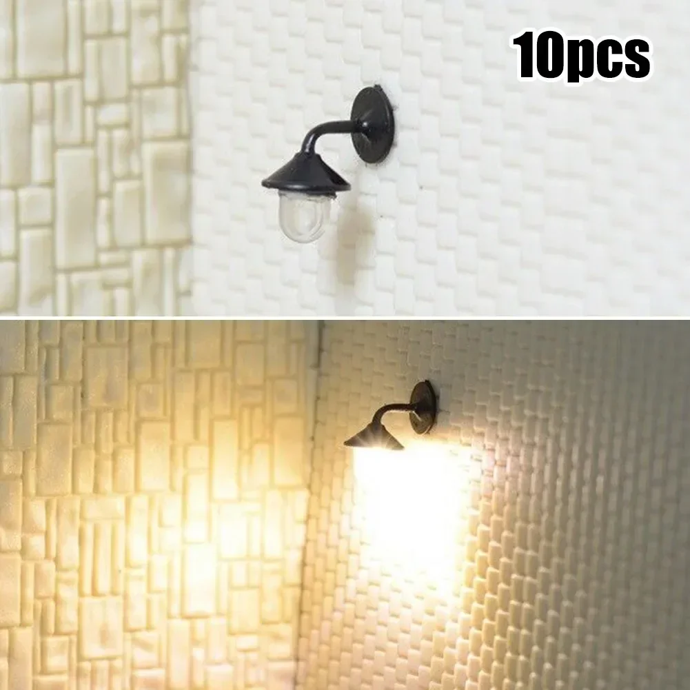 10pcs Lamps Model Railway HO Scale 1:87 Hanging Lamps Outdoor Wall Goose Neck Light For H0 Houses Building Ornament