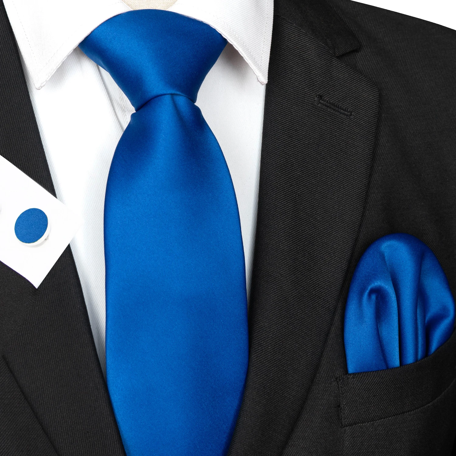 30 verschiedene Farben, solide Polyester-Krawatten für Herren, Einstecktuch, Manschettenknöpfe, Geschenk, Hochzeits- und Party-Accessoires, 8cm Krawatten-Set, kostenloser Versand – Detail 3