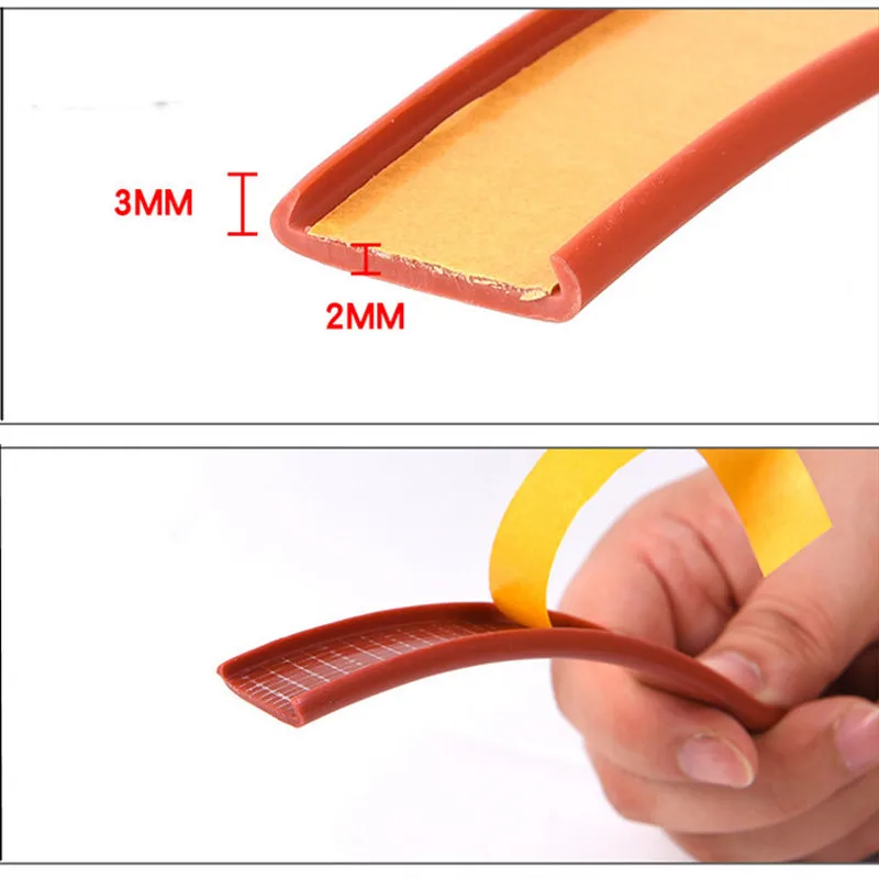 1M Self Adhesive edge banding tape U-shaped veneer sheets for Furniture Cabinet Desk Edge protector Silicone Rubber Seal Strip