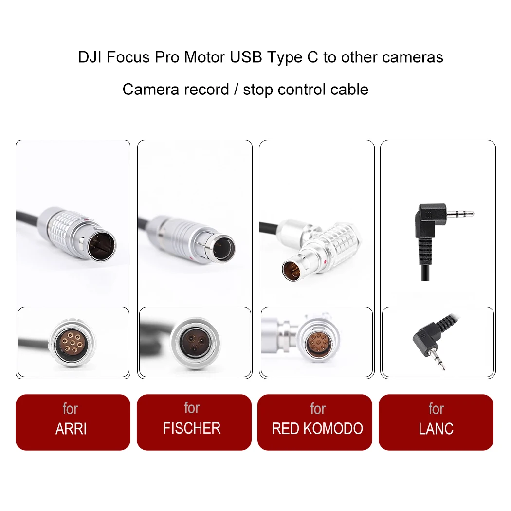 Camera Record / Stop Control Converter Cable Cord fr DJI Focus Pro Follow Focus Motor USB Type C to 3 / 7 / 9 pin LANC Sony ARRI